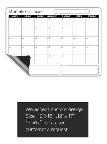 Calendario De Nevera Con Pizarra Magnética Regrabable