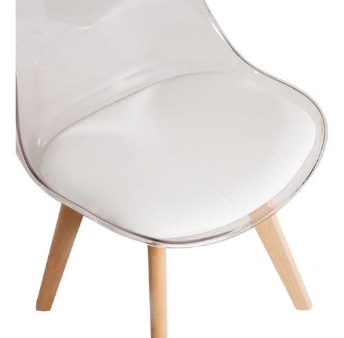 Cadeira Saarin Leda Transparente Com Assentos, 4 Unidades Estrutura Da Cadeira Branco Assento Nude