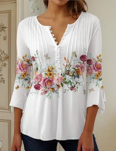 Pantalones Cortos Con Cuello En V Con Estampado De Flores De