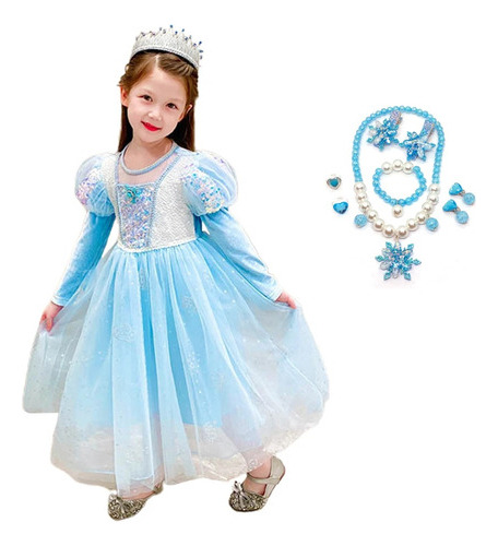 Disfraz De Elsa Frozen Para Niña  Vestido De Terciopelo De M