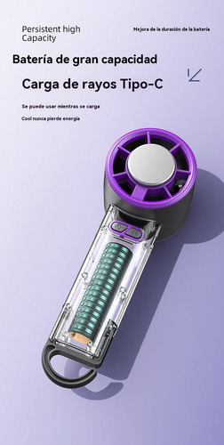 Purple 5-speed Rechargeable Foldable Handheld Fan