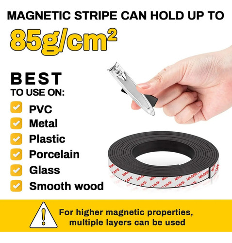 Cinta Magnética Adhesiva De 10 Metros, Rollo Ancho, 1,5 Cm