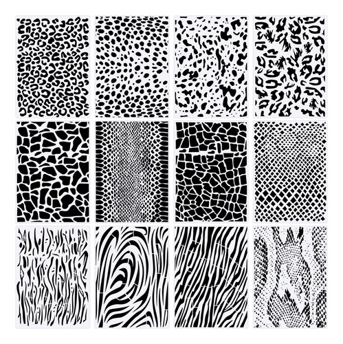 12 Plantillas De Pintura De Leopardo, Plantillas De Estampad