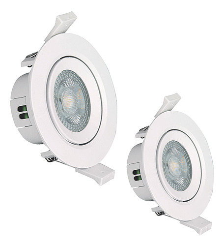 2 Spot Led Direcional Redondo 9w Branco Frio 6500k Bivolt