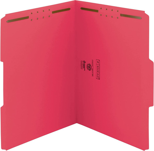 Smead Fastener File Folder, 2 Fasteners, Reinforced 1/3-cut