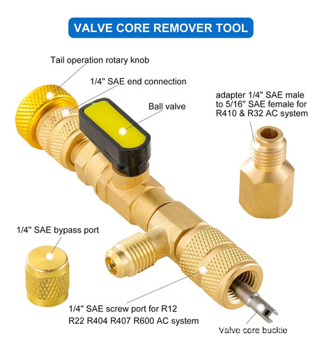 Valve Core Remover E Installer Tool Sae 1/4 Y 5/16 Llave De