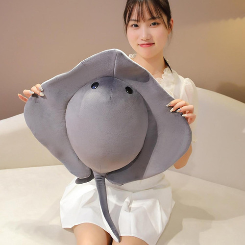 Cojín Realista De Mantarraya Sonriente, Peluche Marino