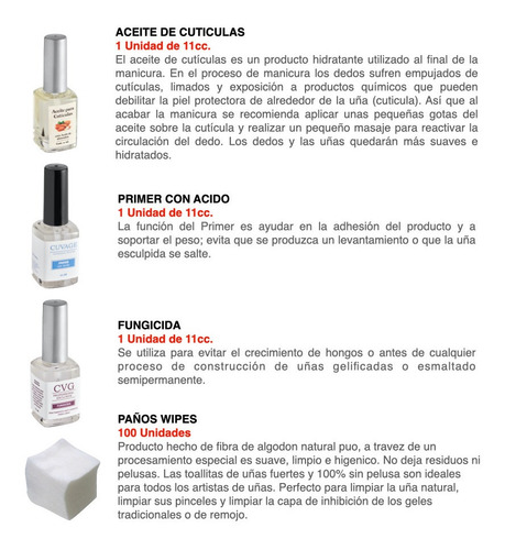 Imagen 3 de 5 de Kit Construccion De Uñas Esculpidas Gel Combo 8u Gelificadas