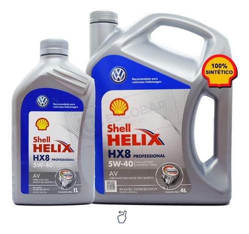Imagen 2 de 8 de Kit Aceite Shell Helix Hx8 Pro Av 5w40 Vw T Cross X 5 Litros