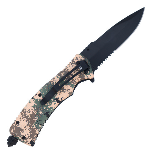 Canivete Tática Militar Semi Automático Camuflado Pederneira