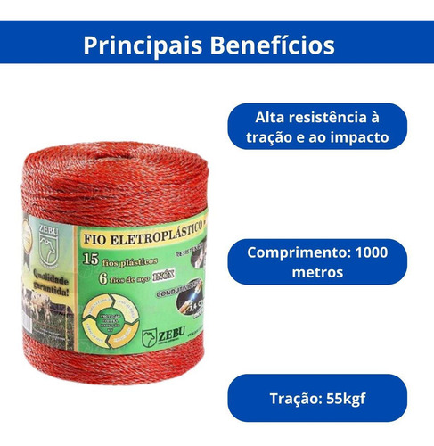 Zebu Fio Eletroplastico 1000m Cor Laranja