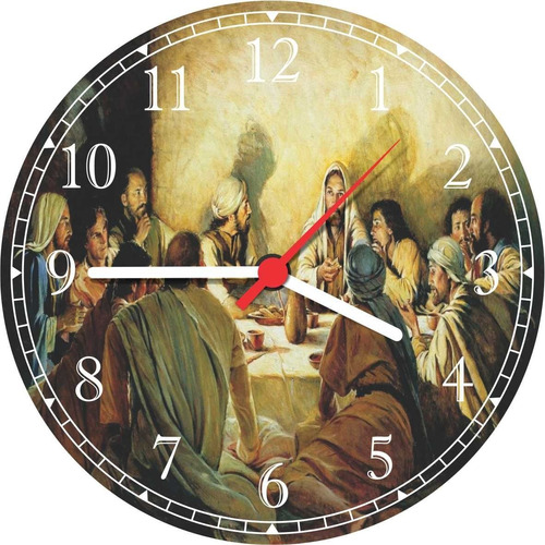 Relógio De Parede Grande 40 Cm Santa Ceia Jesus Cristo Luz