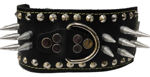 Collar De Picos Perro Raza Grande Tosko 66 Cm Piel 8.8cm Color Negro Angry Dog