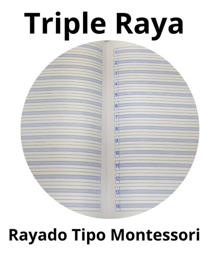 Cuaderno Cosido College Libreta Triple Raya Montessori 5pk