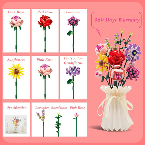 Lombee Juego De Construcción De Flores, Flores De Bloques De