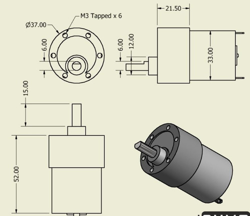Imagen 3 de 3 de Motor Para Robot Sumo Titan Dc Gearhead 12v 1000 Rpm Hp