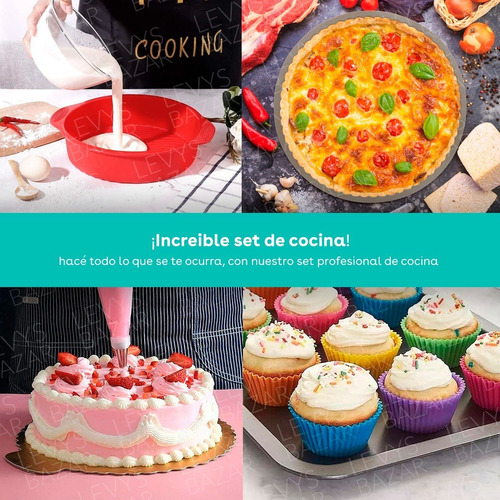 Imagen 3 de 10 de Set Reposteria Moldes Silicona Muffins Budinera Apto Horno