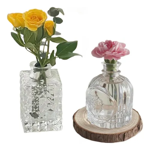 comprar Juego De 2 Jarrones De Vidrio Pequeños, Mini Florero Florero