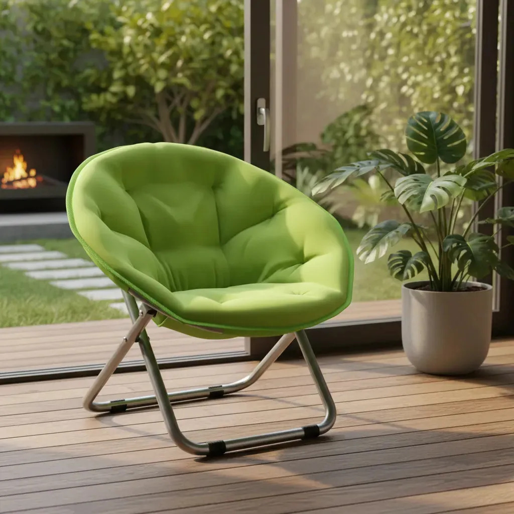 Silla Acapulco Plegable de Jardín Owkuan en Acero y Lienzo Verde
