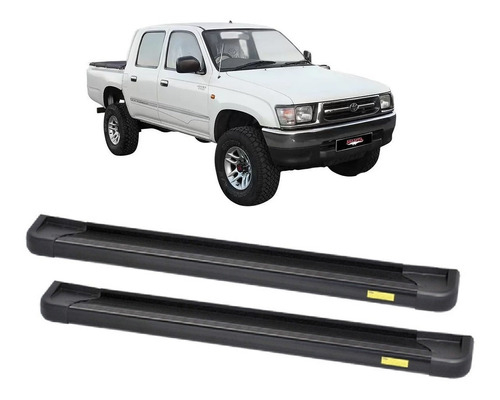 Estribo Alumínio Cabine Dupla Preto Para Hilux 1997 À 2004