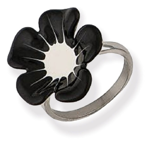 Anillo De Copa Con Flor Esmaltada Grande