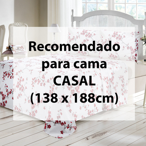 Jogo Cama Casal 4 Peças Lençol Elástico 100% Algodão Lorena