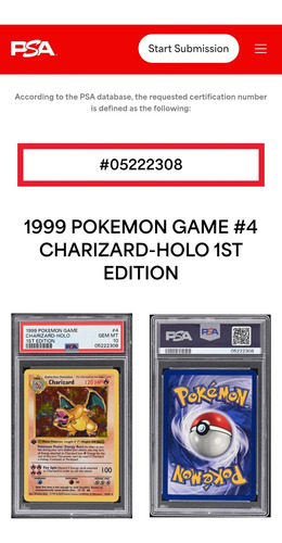 Charizard Primera Edición 1999 Psa 10 Charizard 1999 Inglés