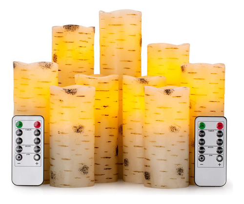 Juego De 9 Velas Led Parpadeantes Sin Llama Con Control Remo