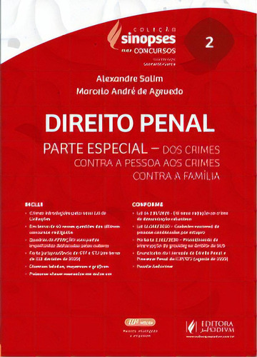 Sinopses Para Concursos - Direito Penal Parte Especial, De Salim, Alexandre. Editora Juspodivm, Capa Mole Em Português, 2021