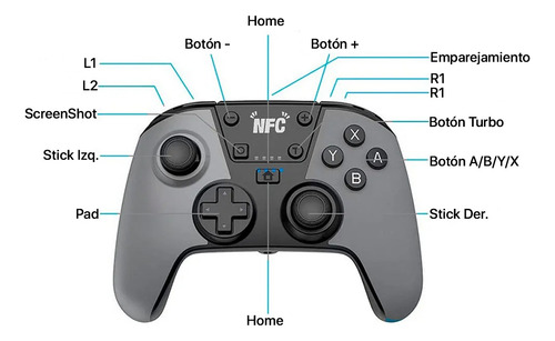 Mando Joystick Gamepad Inalámbrico Para Ns Pc Sw-12b Seisa