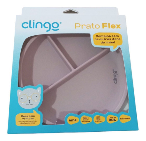 Prato De Silicone Com Divisórias E Ventosa Rosa Clingo
