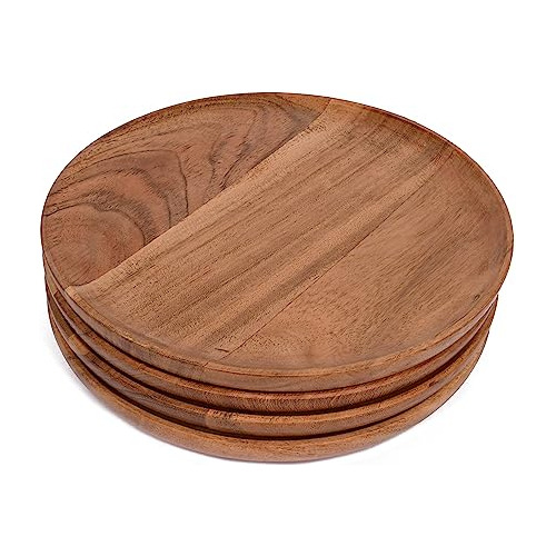 Juego De 4 Platos De Cena De Madera De Acacia Aperitivo...