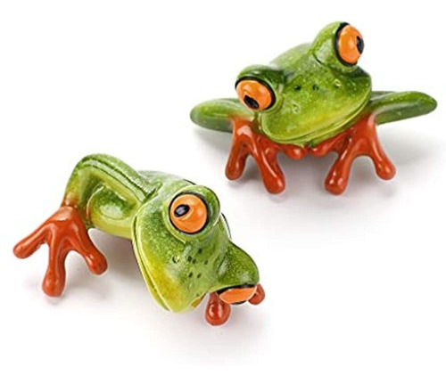 Juxyes Set Of 2 Resin Creative 3d Craft Frog Figurine Compu.