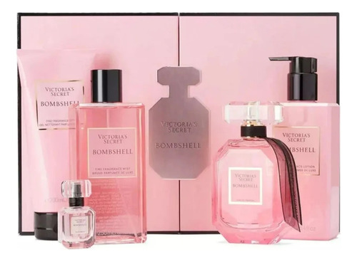 Kit Victoria's Secrets Bombshell Gel De Limpeza 200ml + Eua De Parfum 7,5ml + Eua De Parfum 100ml + Névoa Perfumada 250ml + Loção Perfumada 250ml
