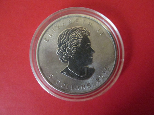 Moneda Canada 5 Dolares Reina Isabel Plata Año 2015 Unc (Usado)