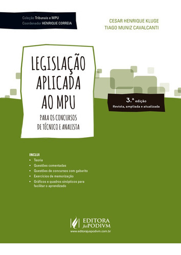 Coleção Tribunais E Mpu: Legislação Aplicada Ao Mpu, De Cesar Henrique Kluge. Editora Juspodivm, Capa Mole Em Português