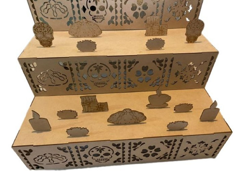 Altar Decorativo Día De Muertos Mdf 3 Niveles Ofrenda
