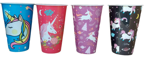 6 Vasos Plástico Reutilizable Unicornio Fiesta Dulcero 