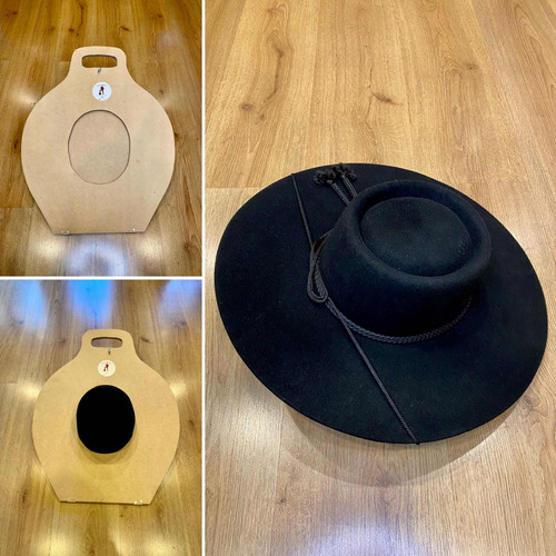 Sombrero Paño Negro Ala Corta + Porta - Corralero Sastrería