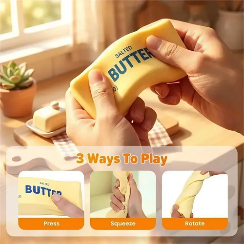 Juguete Anti-estrés Con Forma De Barra De Mantequilla – Squishy De 4x4x13.8 Cm, PU Suave Y Recuperación Lenta, Ideal Para Oficina, Hogar Y Regalos Divertidos