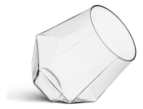 Diamond Juego 4 Vasos De Vidrio Soplado Facetado Moderno Color Transparente