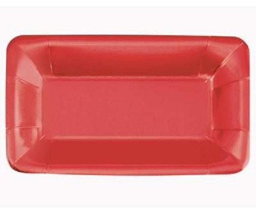 Platos Carton Rectangular Rojo 22cm X 12cm 8 Unidades