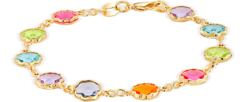 Pulsera Barzel De Flores De Cristal Multicolor Chapada En Or