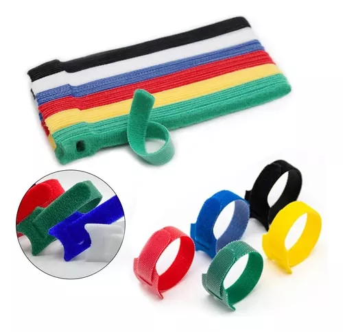 Kit Bridas De Color Velcro Desmontables Reutilizables Cables