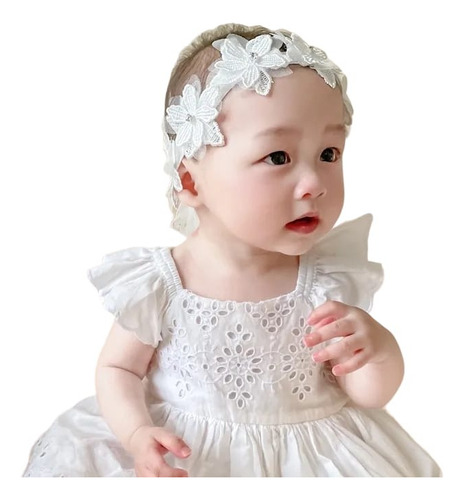 Cintillo/diadema Para Bebé Flores Blancas.