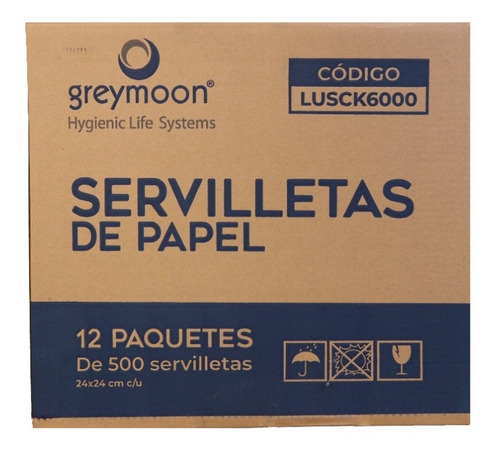 Greymoon , Caja De Servilletas Tradicional 12 Paq De 500 C/u