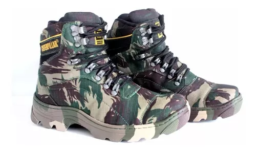 Bota Adventure Bergally Caterpillar Cano Alto Camuflado