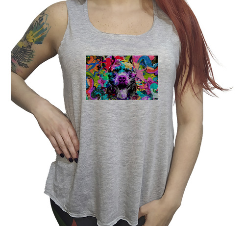 Musculosa Dama Arte Callejero Pitbull Multicolor M3