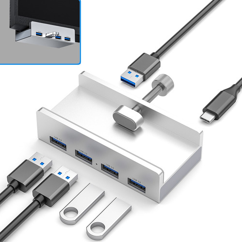 Clip Hub Adaptador Orico 4 Puertos Usb 3.0 + Puerto Energía