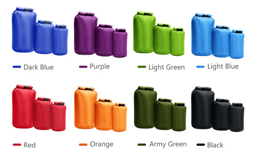 Set De 3 Bolsas Impermeables Con Tapa Enrollable Para Kayak